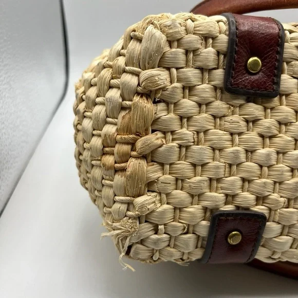 New Fossil Vintage Reissue Large Woven Straw Leather Trim Handbag, $198 - Picture 6 of 15